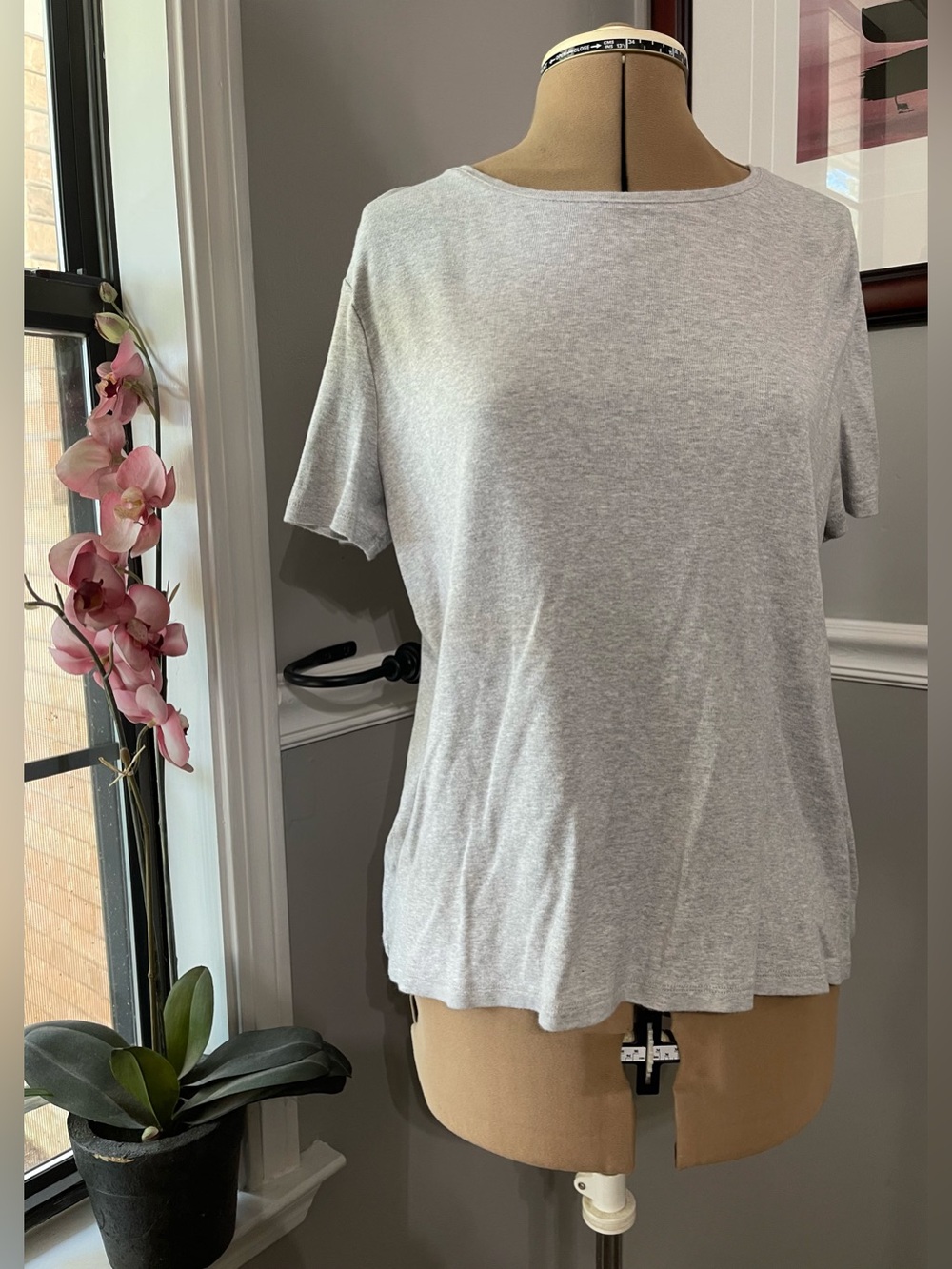 Talbots Light Gray Short-Sleeve Crewneck Tee